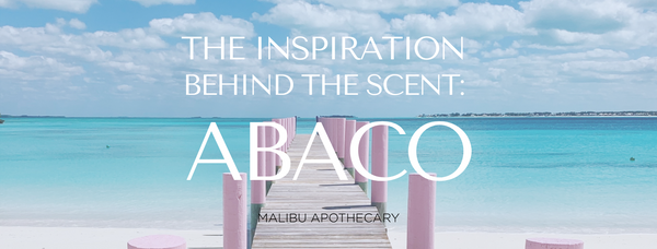 Inspiration Behind the Scent of our ABACO fragrance featuring picture of Bahamian beach and pier