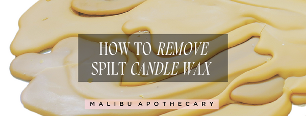 Infographic tutorial on how to remove candle wax by surface type and stain such as cotton, polyester, linen, marble, wood