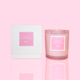 Malibu Apothecary three wick candle in iridescent pink with white gift box