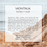Montauk, New York inspired candle with notes of tonka bean, oud, amaretto, balsam