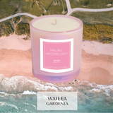 Wailea inspired candle with notes of floral gardenia in iridescent pink